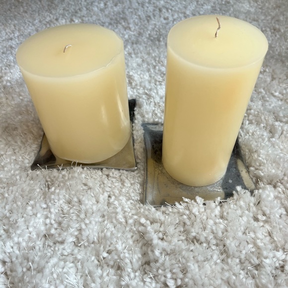 Pottery Barn Silver metal candle coaster set. - Picture 8 of 9